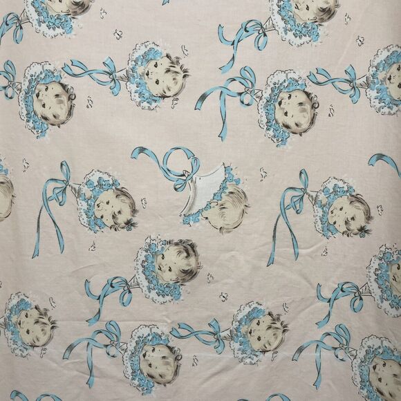 Vintage Gerber Baby Faces Crib Blanket Lace Pink Blue Yellow Rare Quilt 80s - Picture 2 of 5